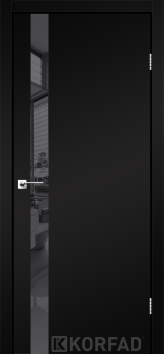 Міжкімнатні двері Korfad Glass loft plato GLP-02 Super PET чорний Дзеркало графіт Плівка