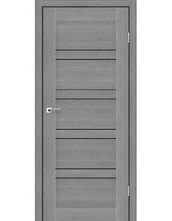 Міжкімнатні двері StilDoors ANTALYA Дуб Попелястий Чорне скло Плівка